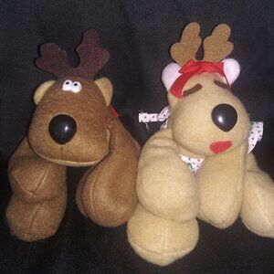 VTG Hallmark Rodney and Rhonda Reindeer Stuffed Christmas Plush Sewn Toy Bundle